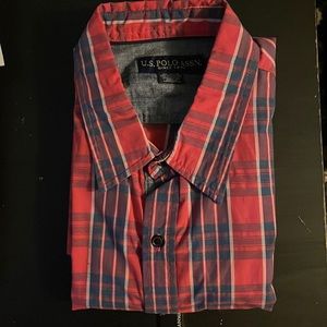 U.S. Polo Assn. Red & Blue Plaid long sleeve button front